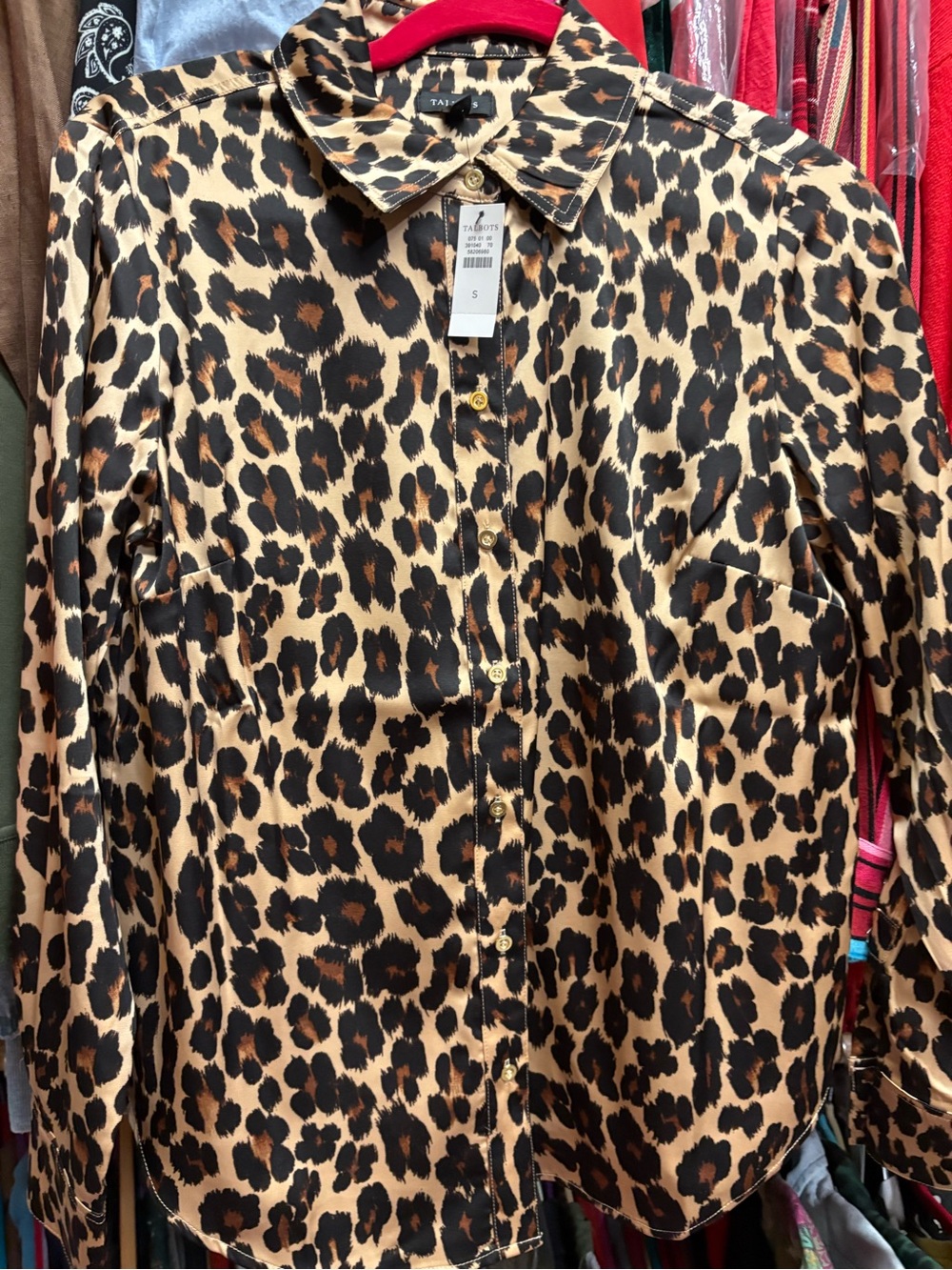 Tahari Leopard Print Button-Up Shirt Jacket in Brown and Black